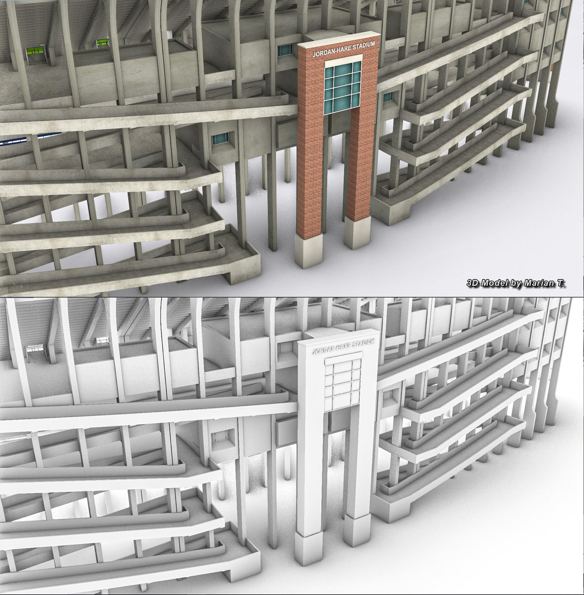 Jordan-Hare Stadium Low-poly 3D model_24