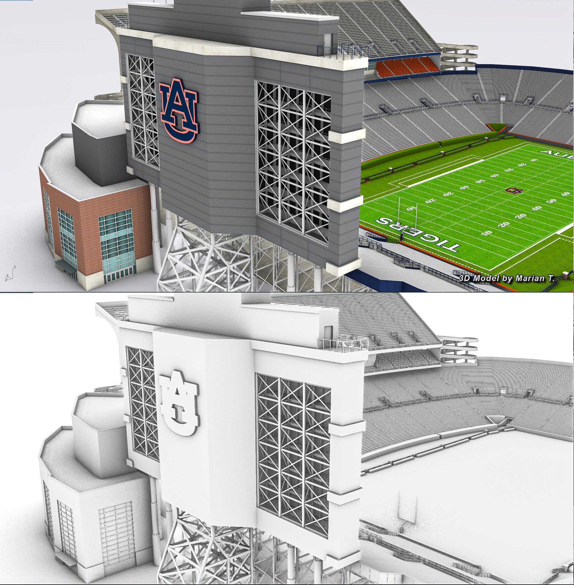 Jordan-Hare Stadium Low-poly 3D model_22