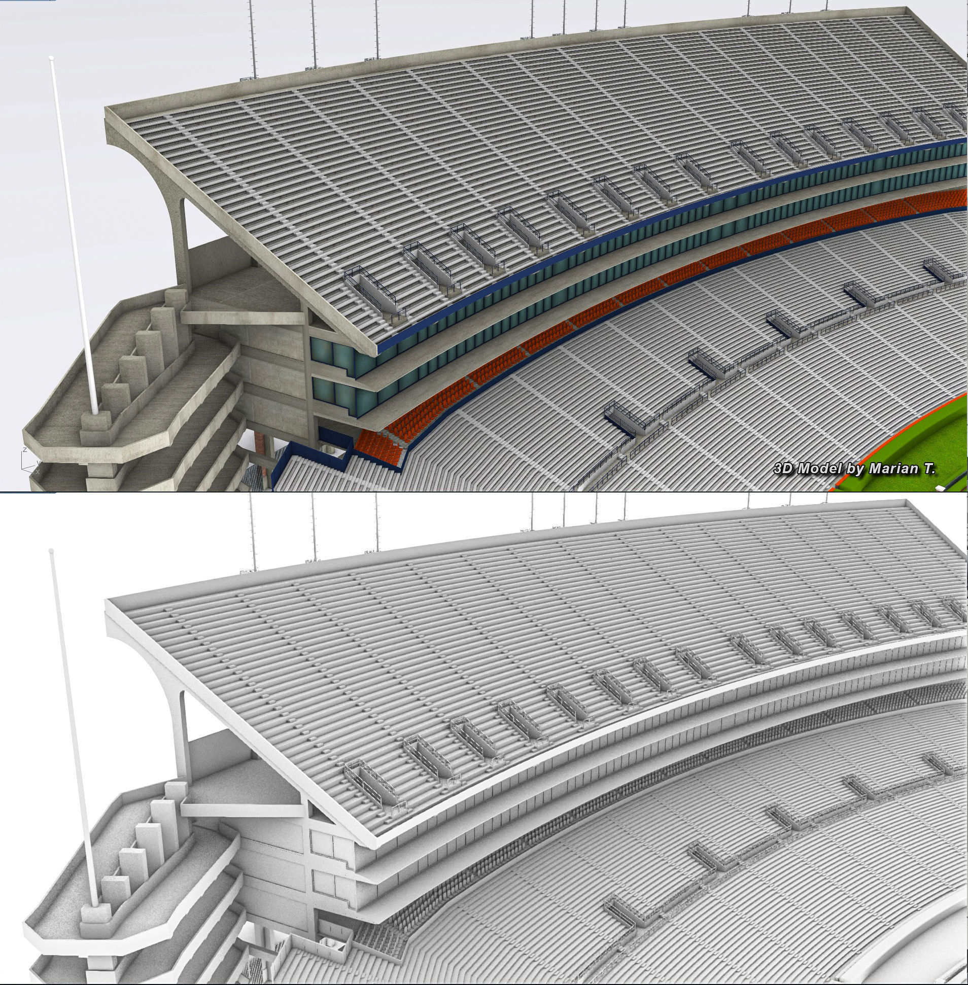 Jordan-Hare Stadium Low-poly 3D model_35