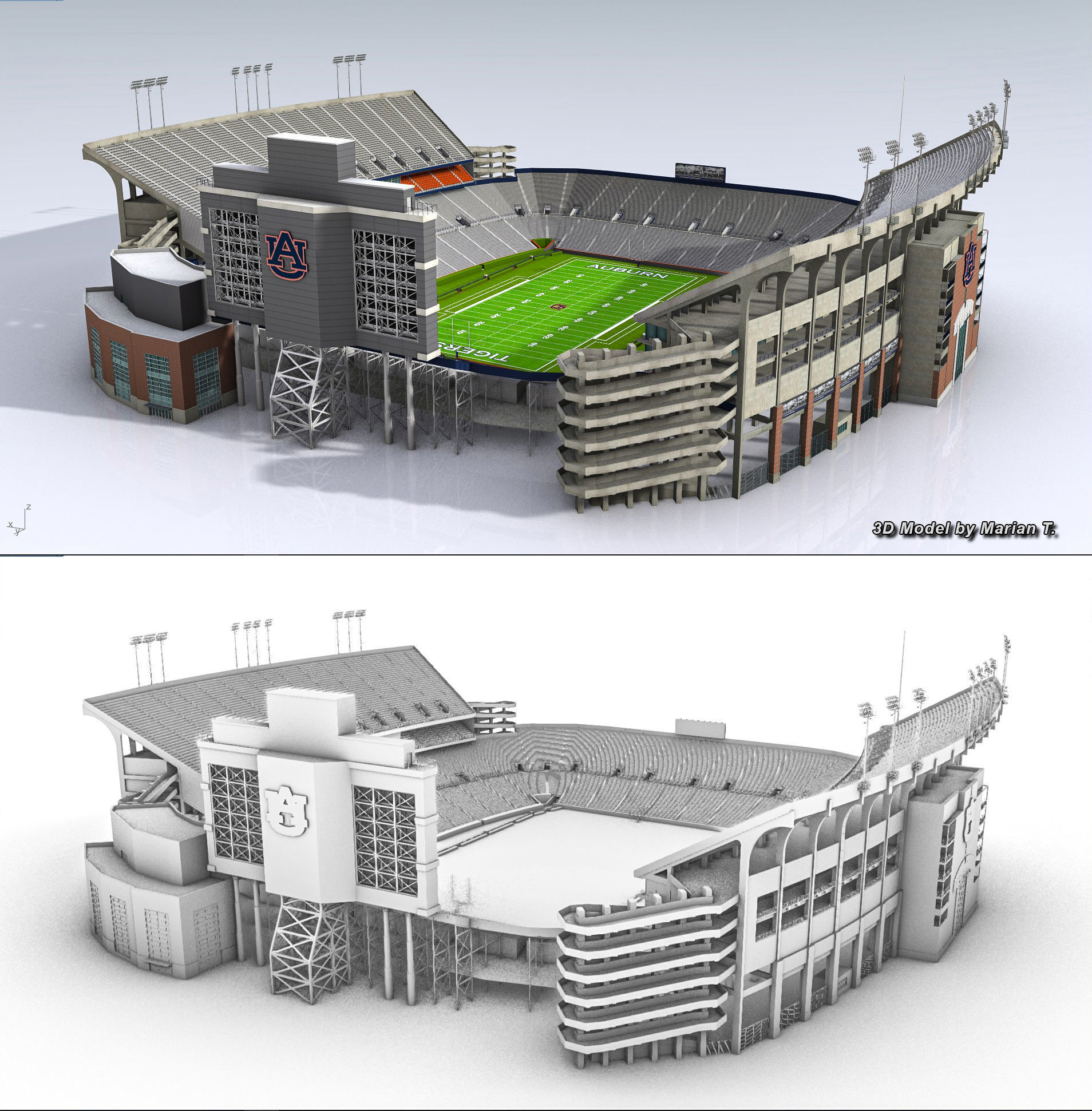 Jordan-Hare Stadium Low-poly 3D model_8