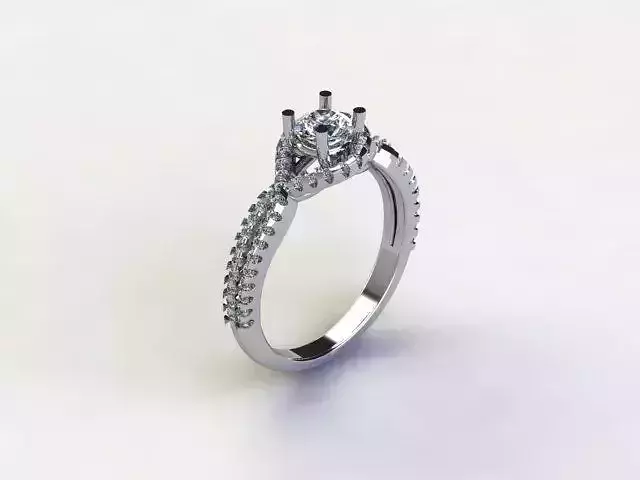 Halo Diamond Twist Engagement Ring