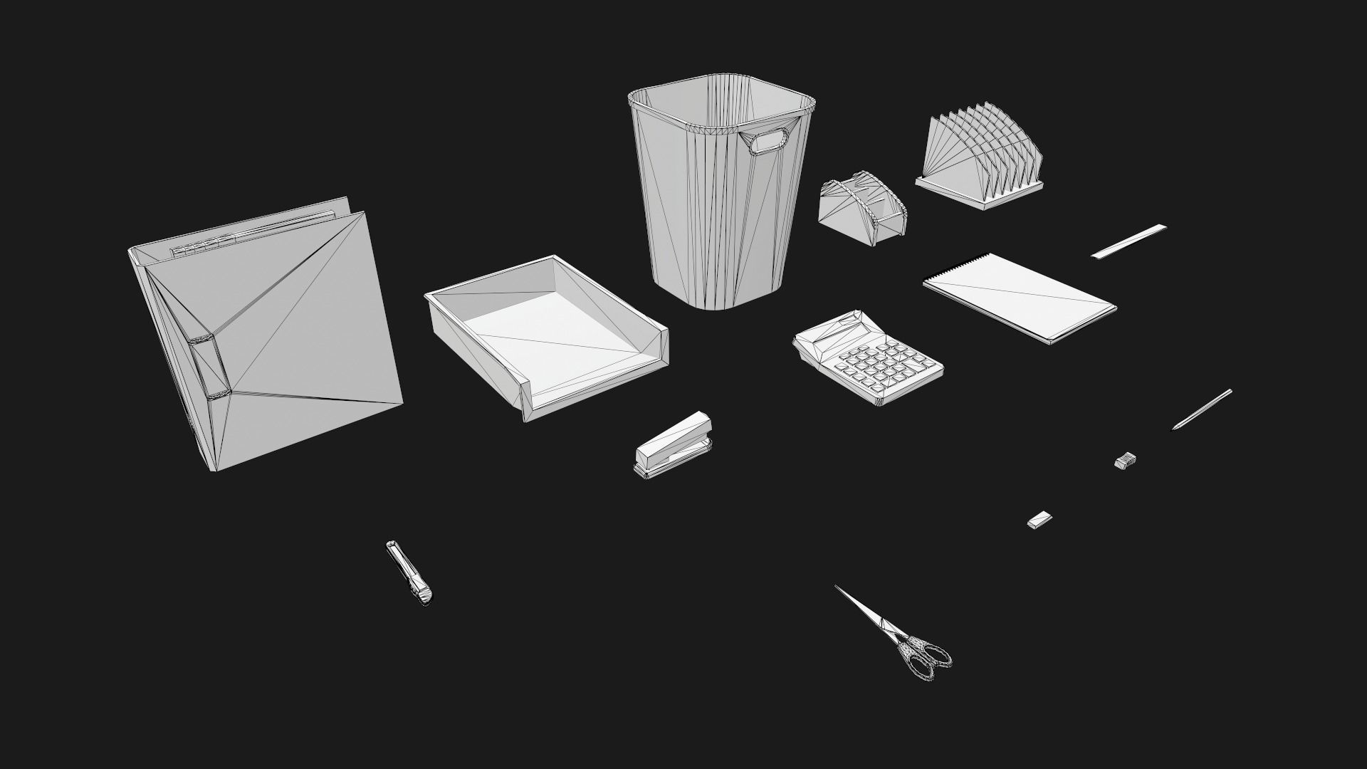 Office Supplies Low-poly 3D model_10