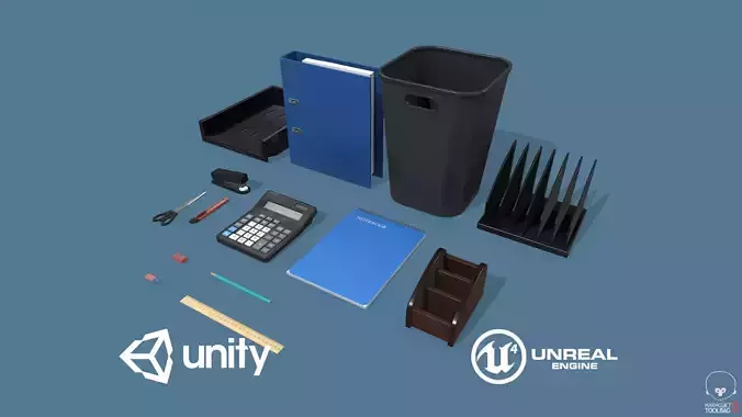 Office Supplies Low-poly 3D model