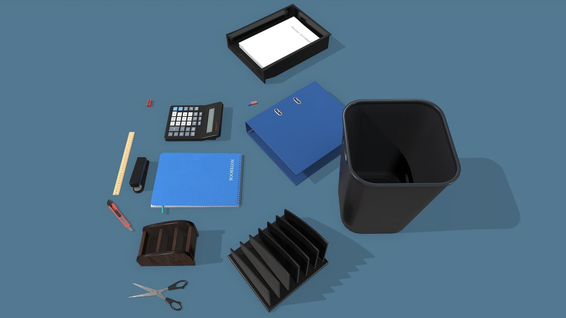 Office Supplies Low-poly 3D model_5