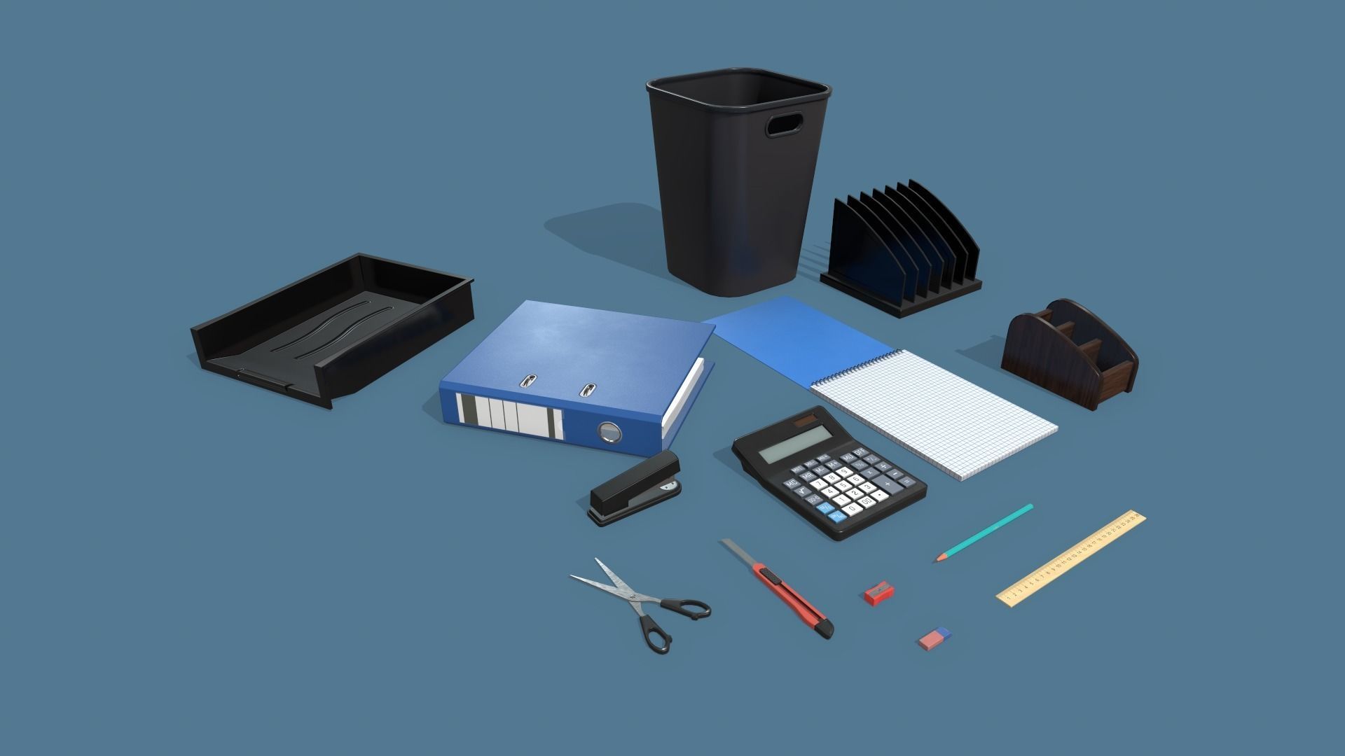 Office Supplies Low-poly 3D model_2