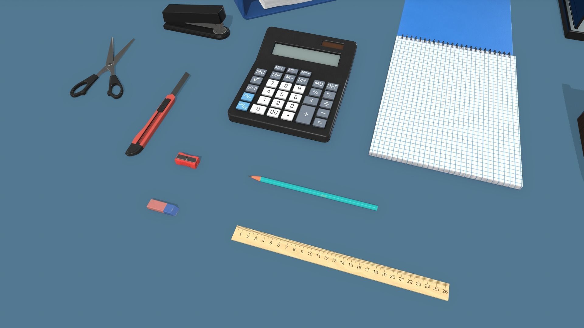 Office Supplies Low-poly 3D model_3