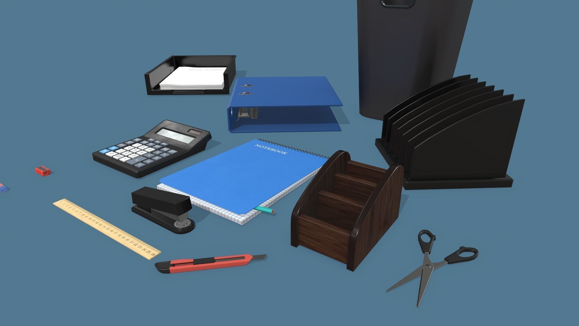 Office Supplies Low-poly 3D model_4