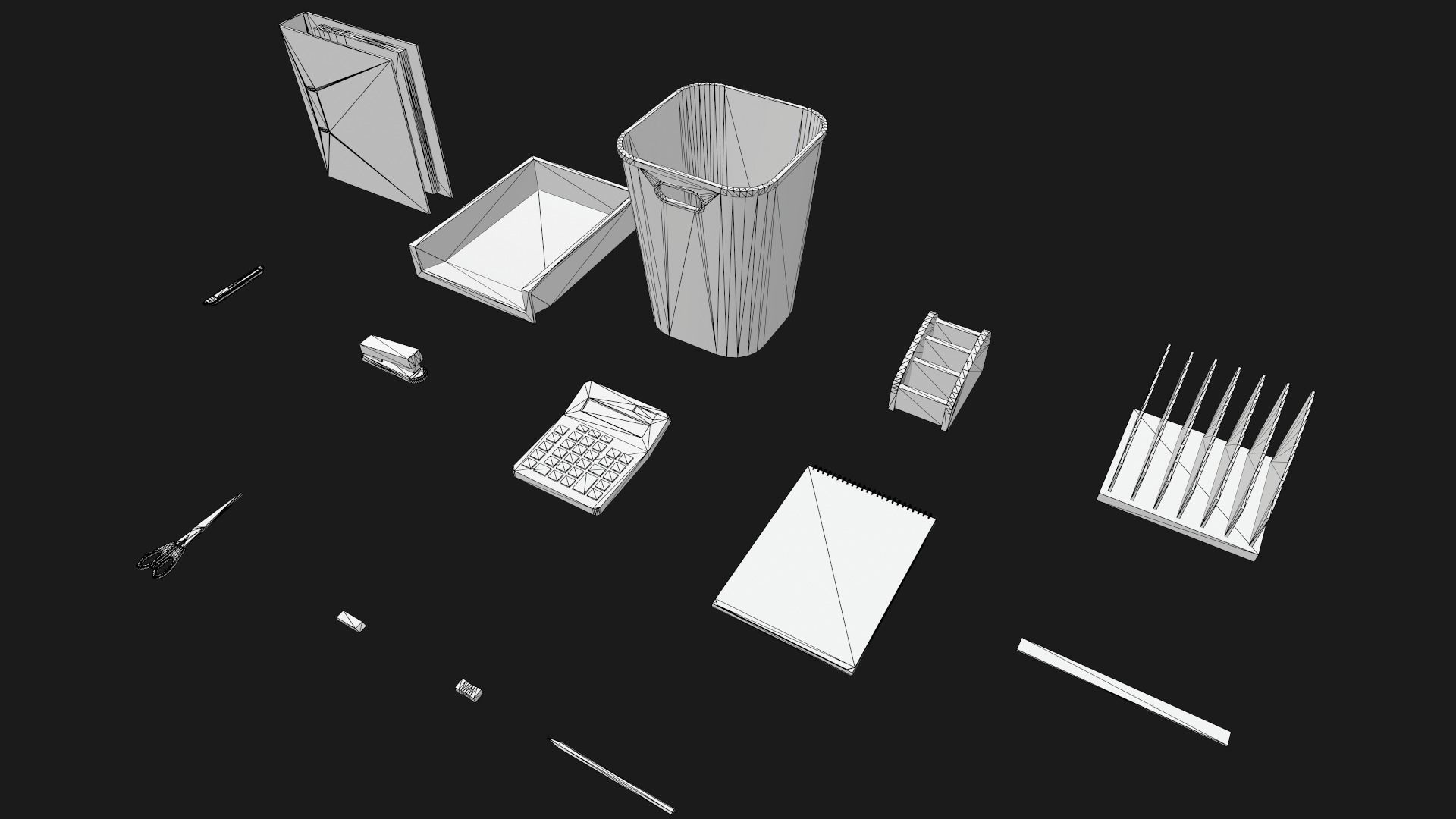 Office Supplies Low-poly 3D model_9