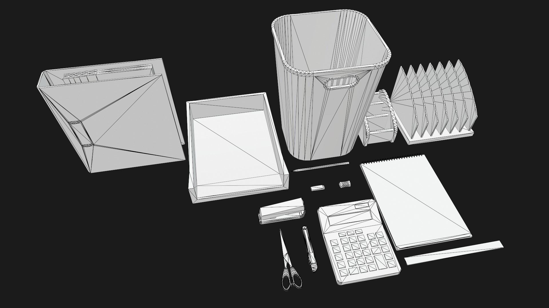 Office Supplies Low-poly 3D model_12