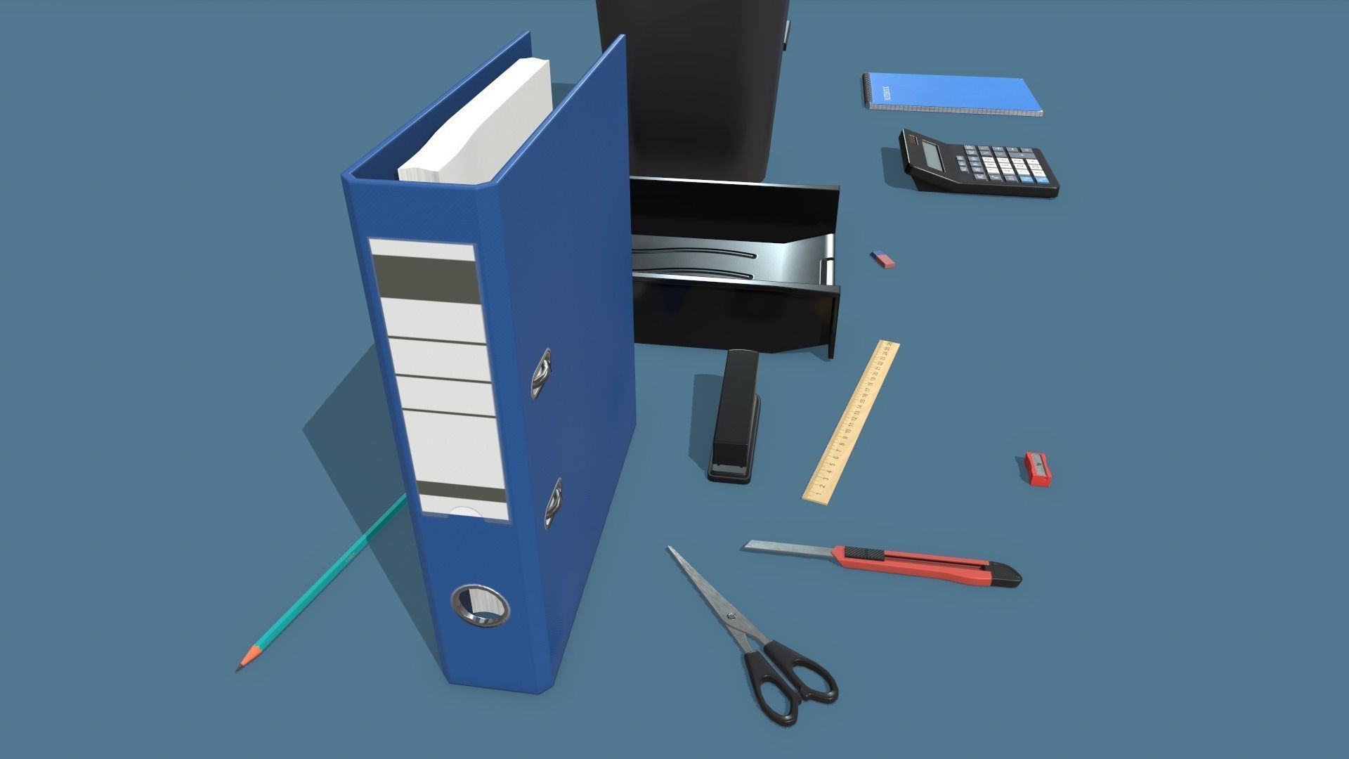 Office Supplies Low-poly 3D model_8