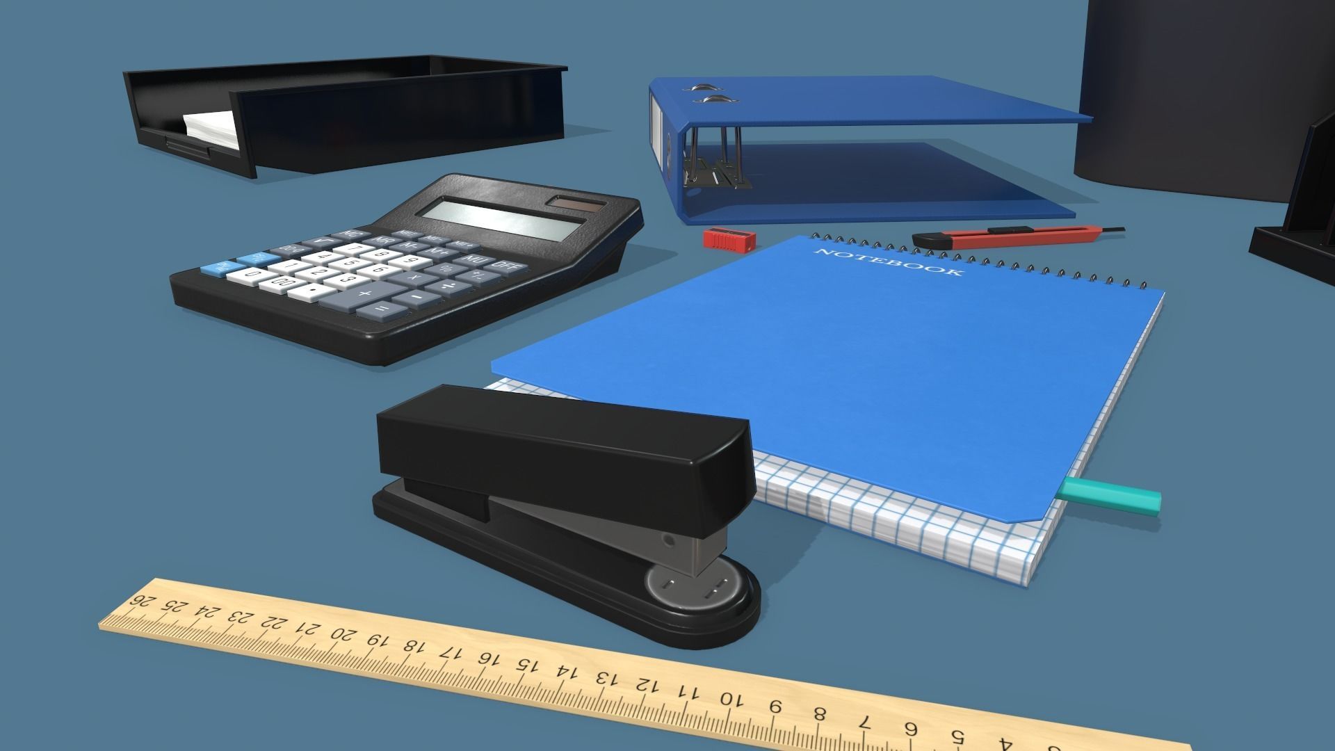 Office Supplies Low-poly 3D model_6