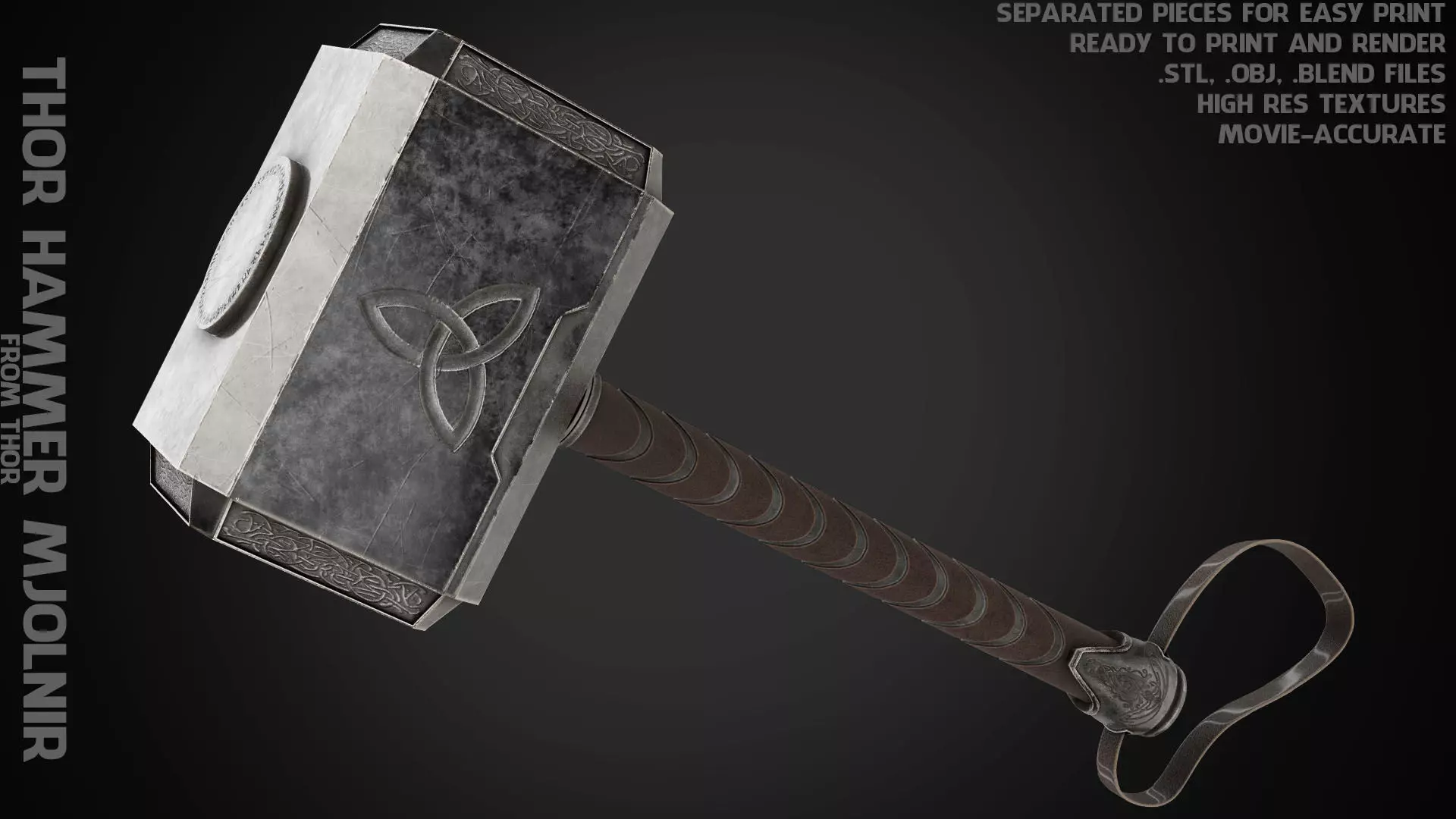 Thor Hammer Mjolnir for Cosplay 3D print model_0
