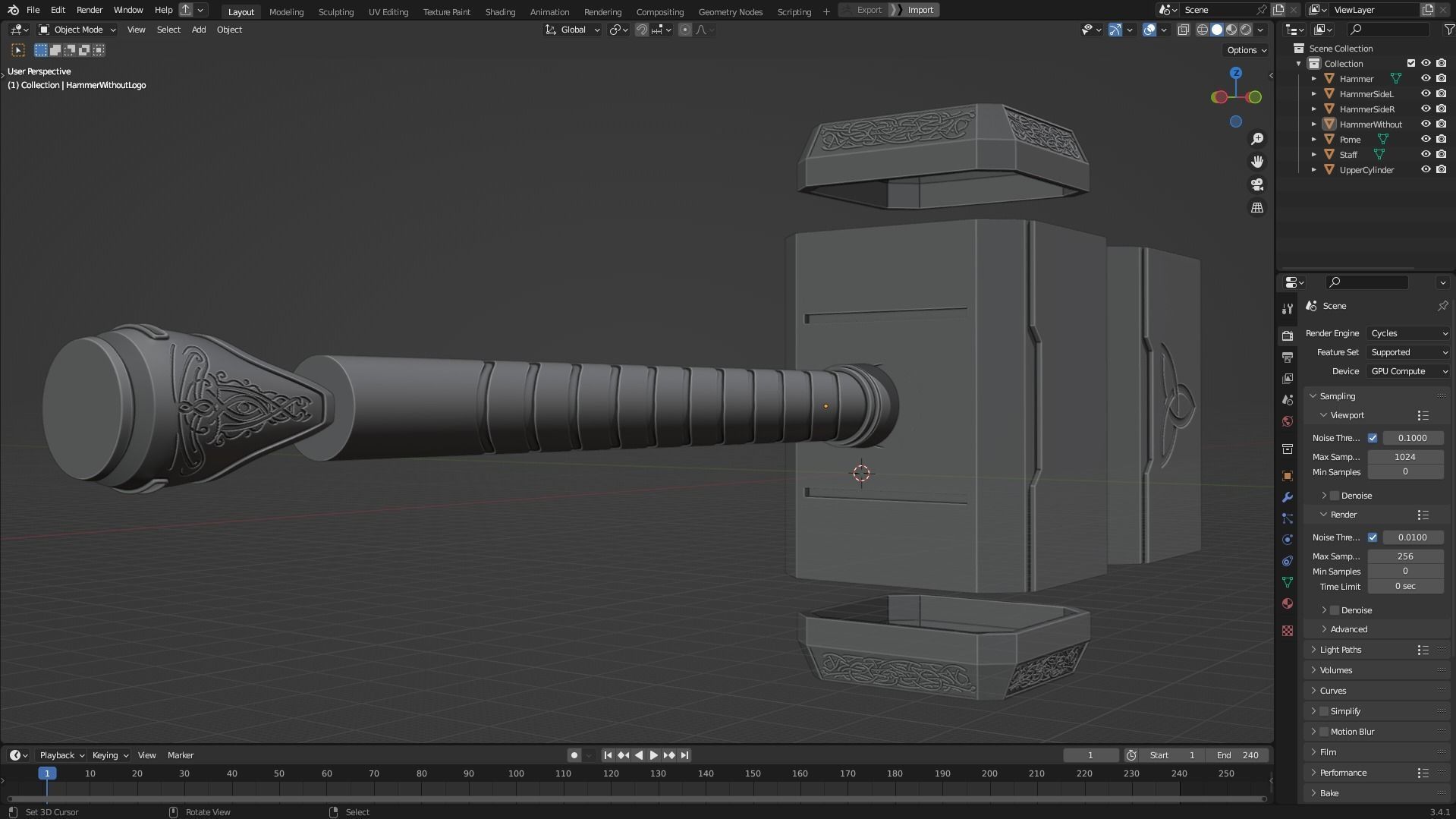 Thor Hammer Mjolnir for Cosplay 3D print model_19