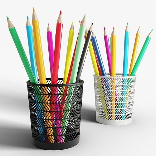 Colored Pencils Low Poly 3D model