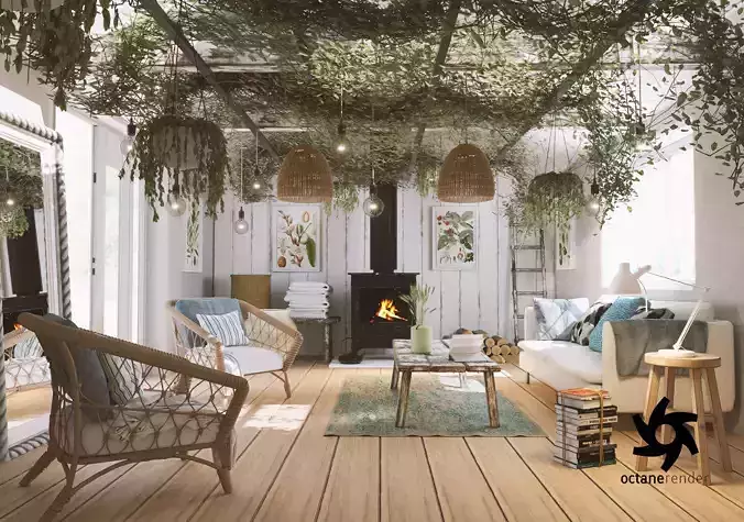 Reading room Octane Render 3D model