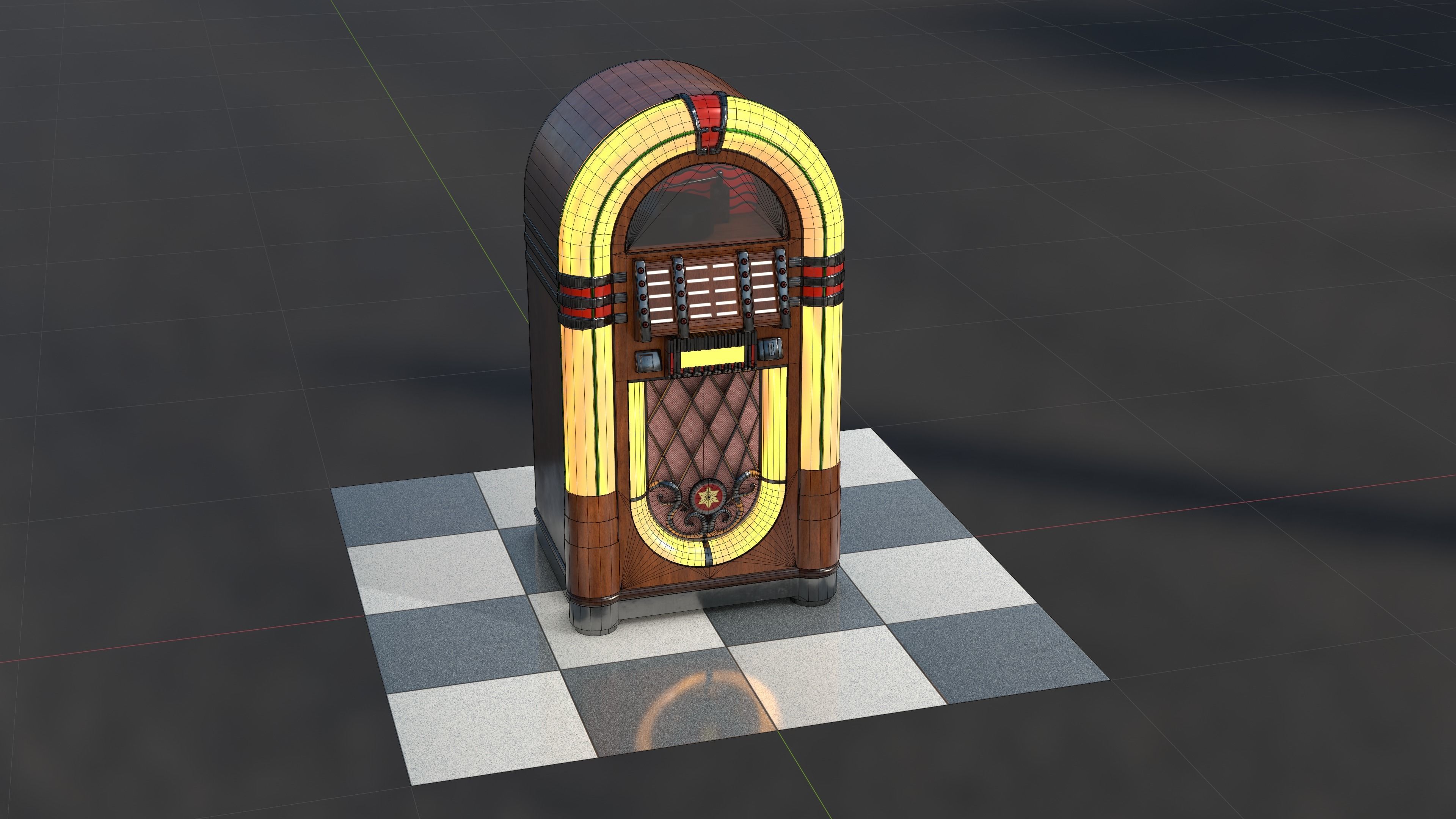 Vintage Jukebox Low-poly 3D model_1
