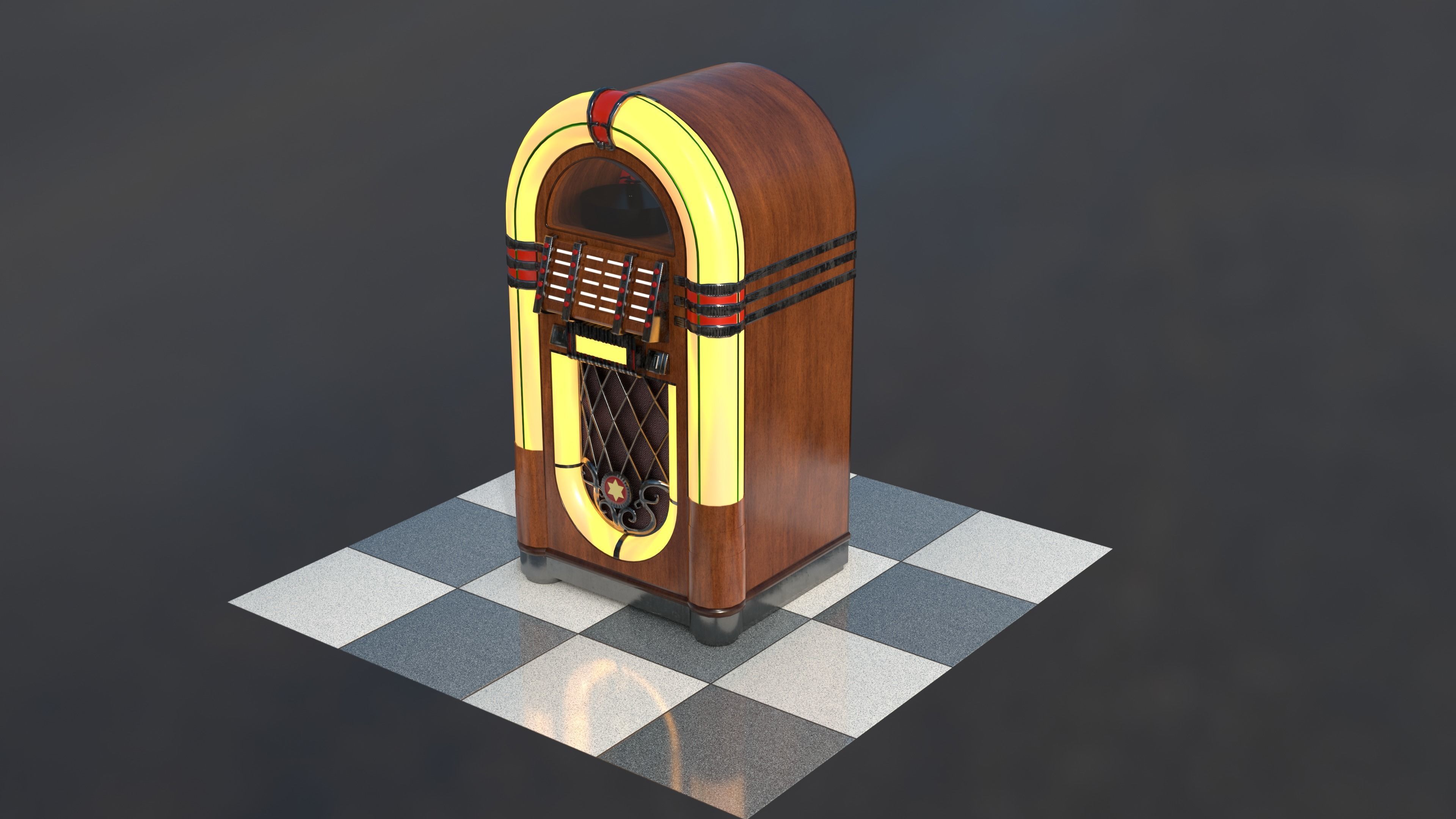 Vintage Jukebox Low-poly 3D model_6