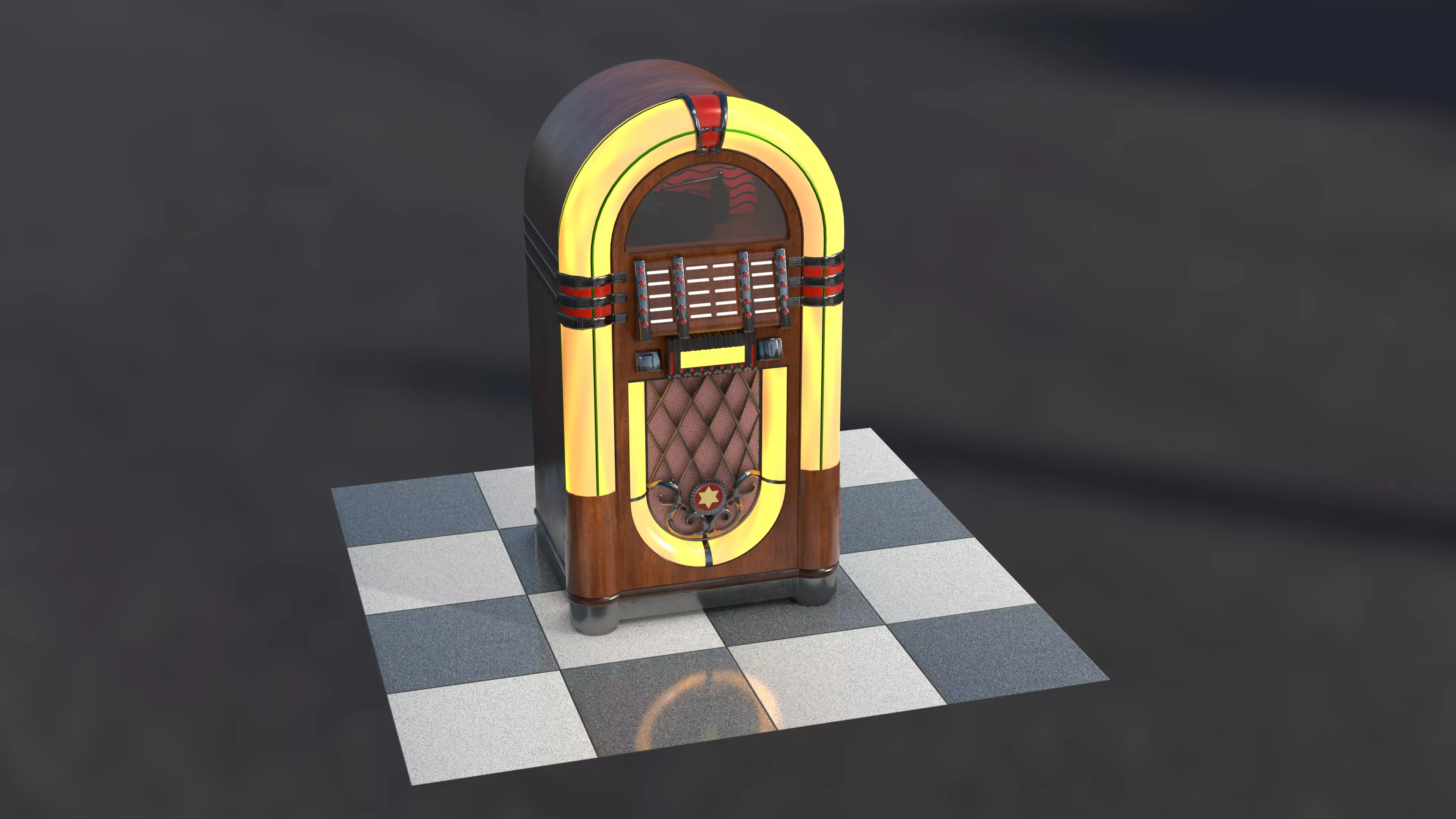 Vintage Jukebox Low-poly 3D model_0