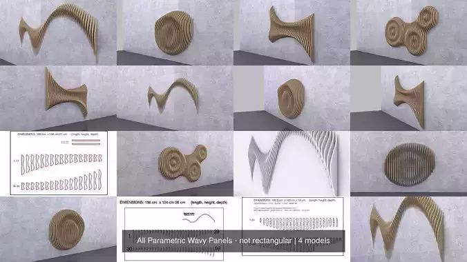 All Parametric Wavy Panels - not rectangular 3D Model Collection