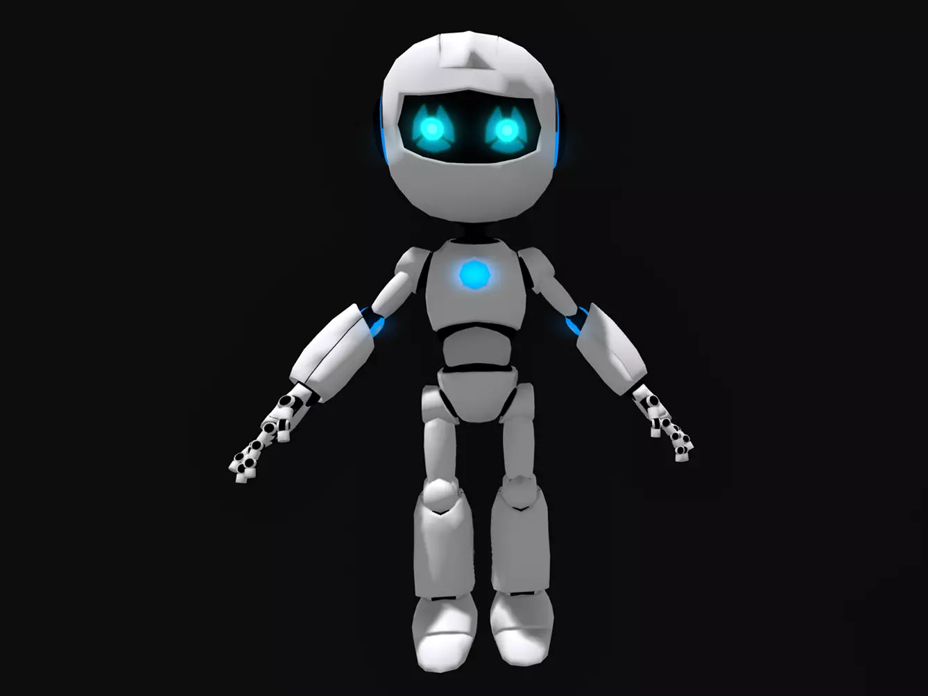 Cute Robot Rigged 1 Male 3D Model Low-poly Low-poly 3D model_0