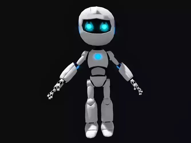 Cute Robot Rigged 1 Male 3D Model Low-poly