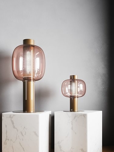 bonbori table lamp with glass shade 3D model