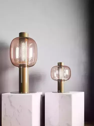 bonbori table lamp with glass shade 3D model