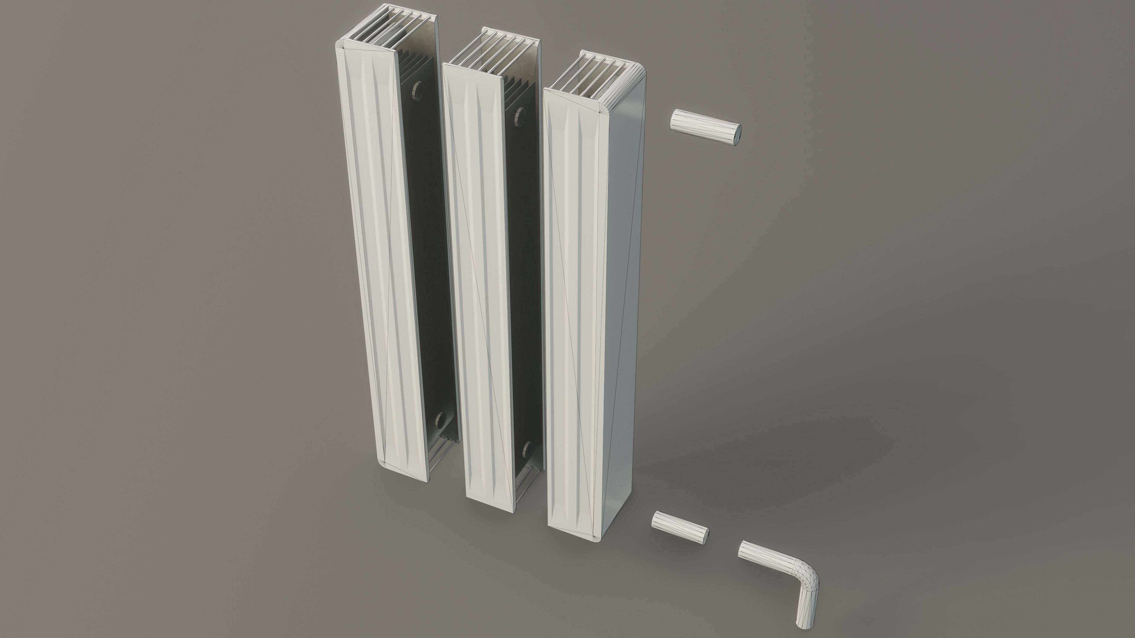 Modular Heating Radiator Low-poly 3D model_7