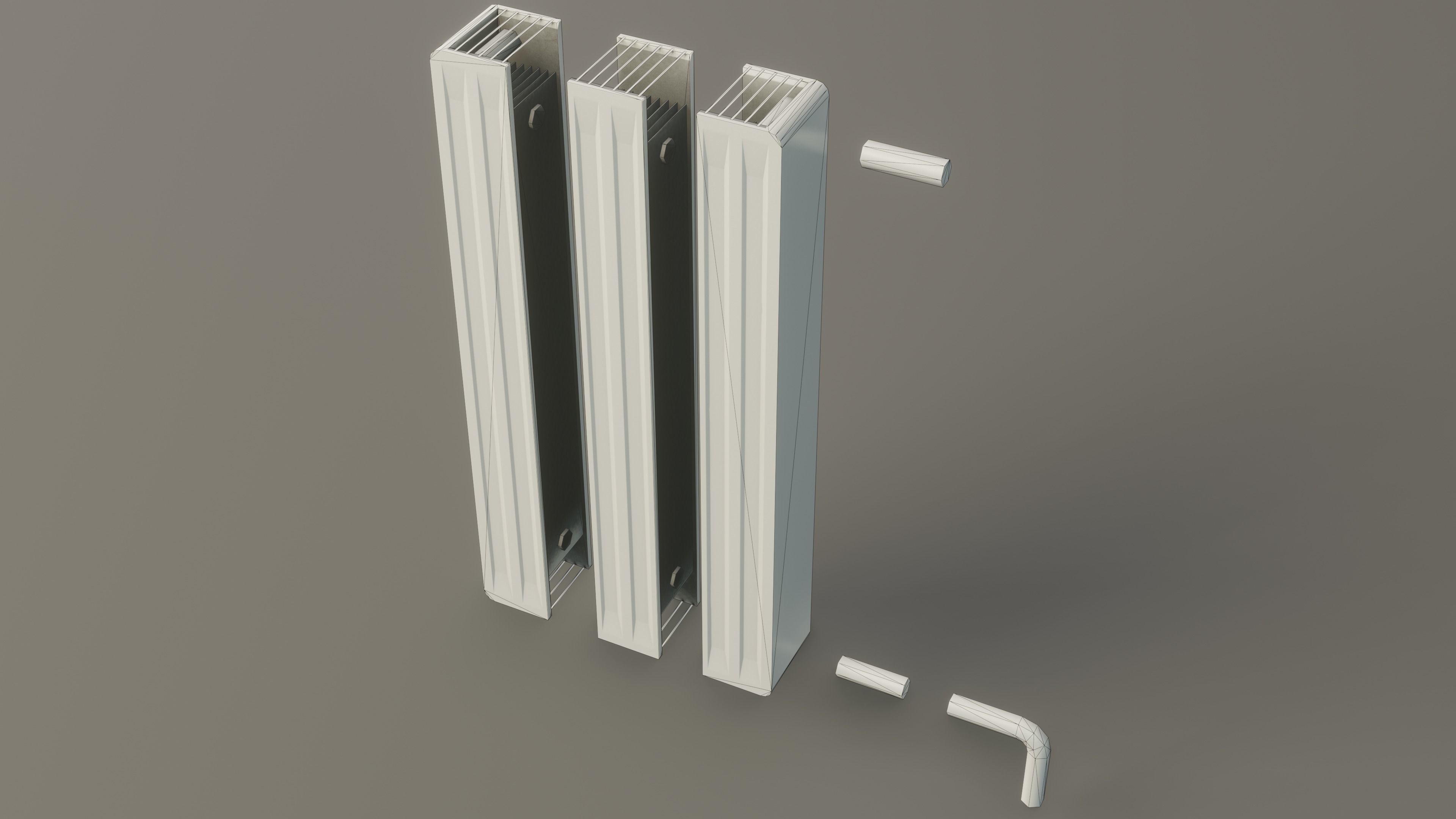 Modular Heating Radiator Low-poly 3D model_10