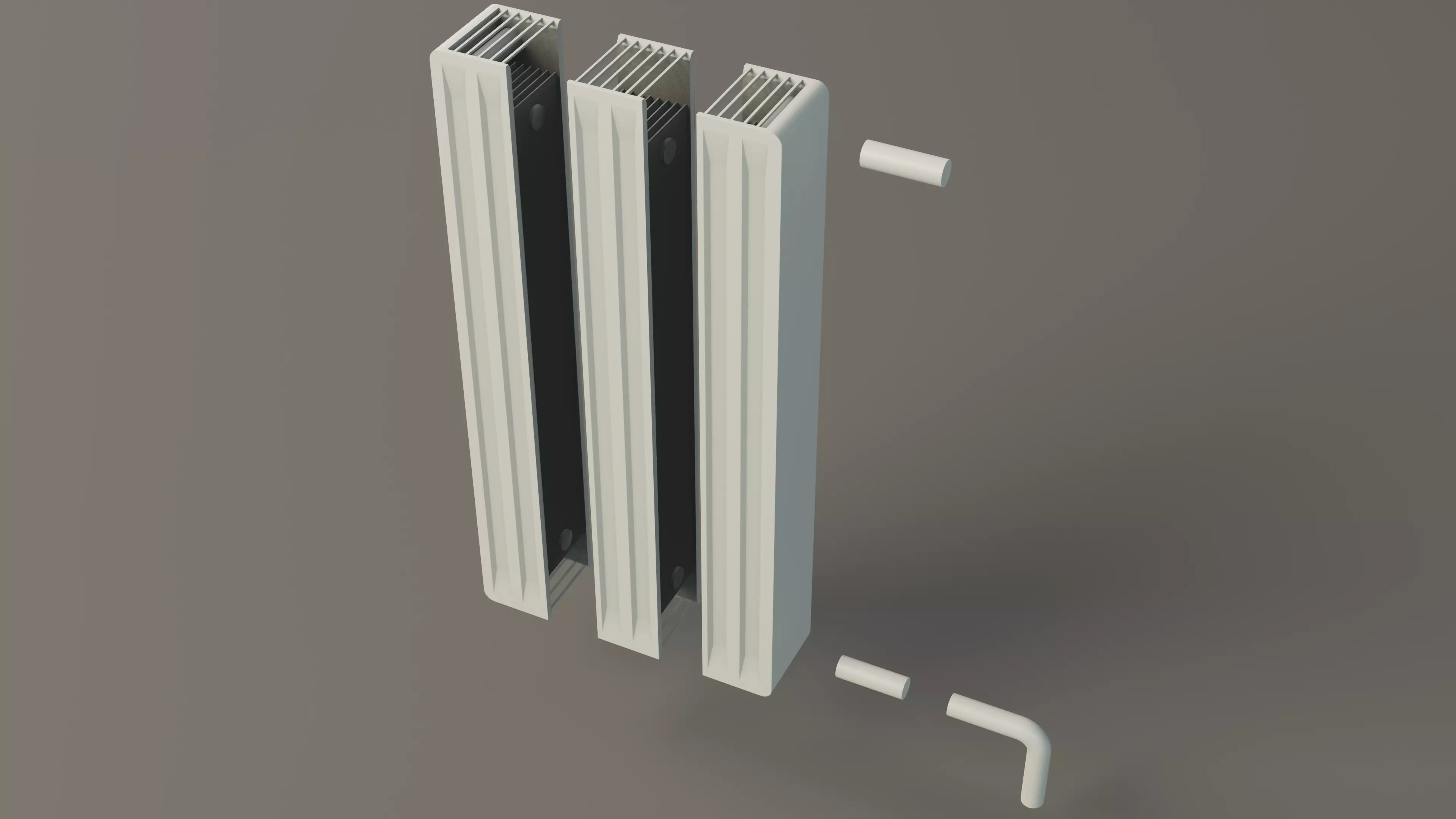 Modular Heating Radiator Low-poly 3D model_0