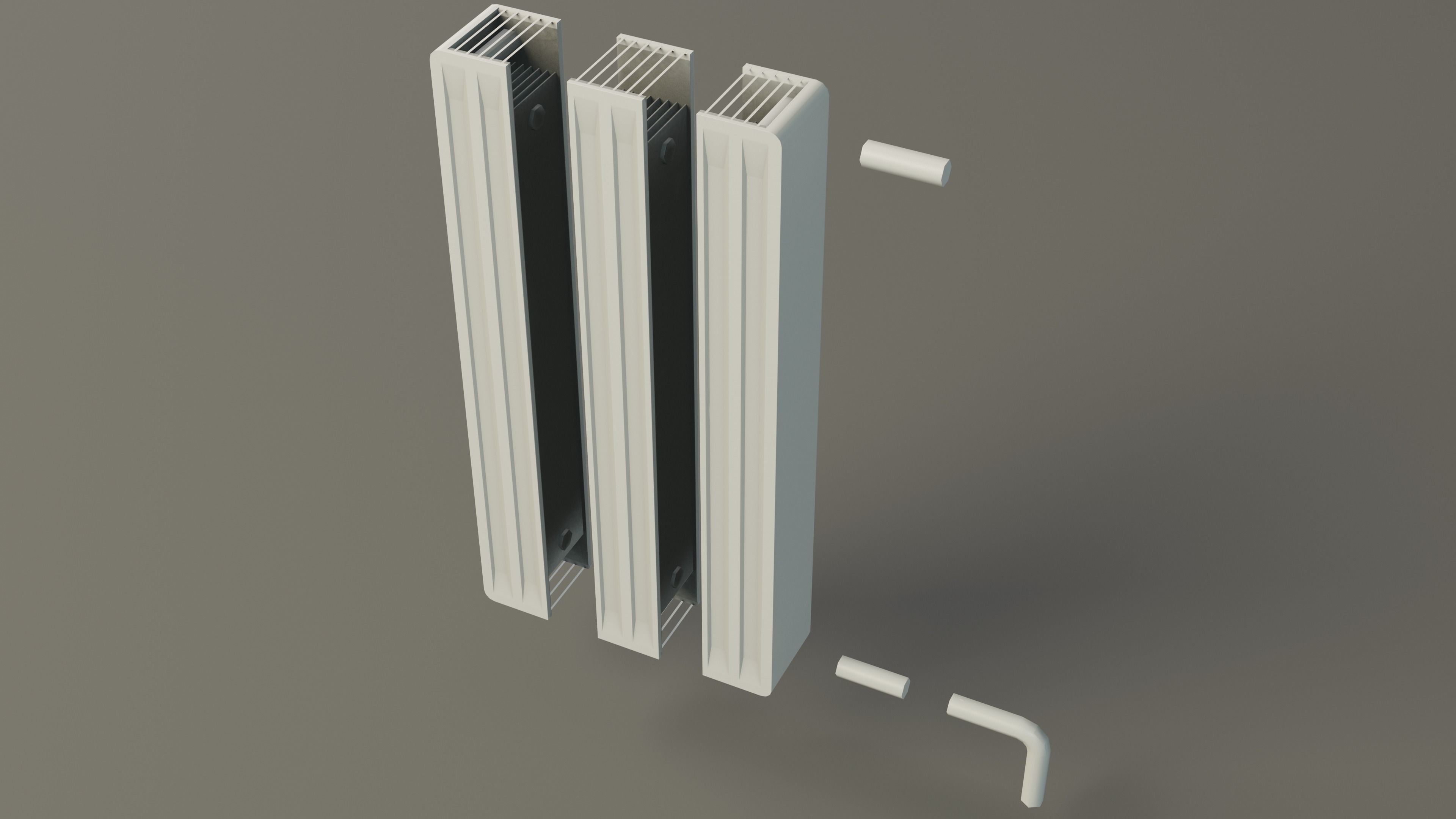 Modular Heating Radiator Low-poly 3D model_9