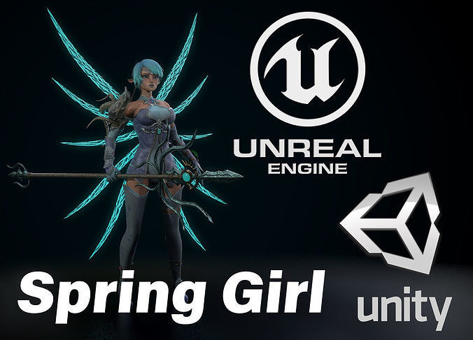Spring Girl Low-poly 3D model