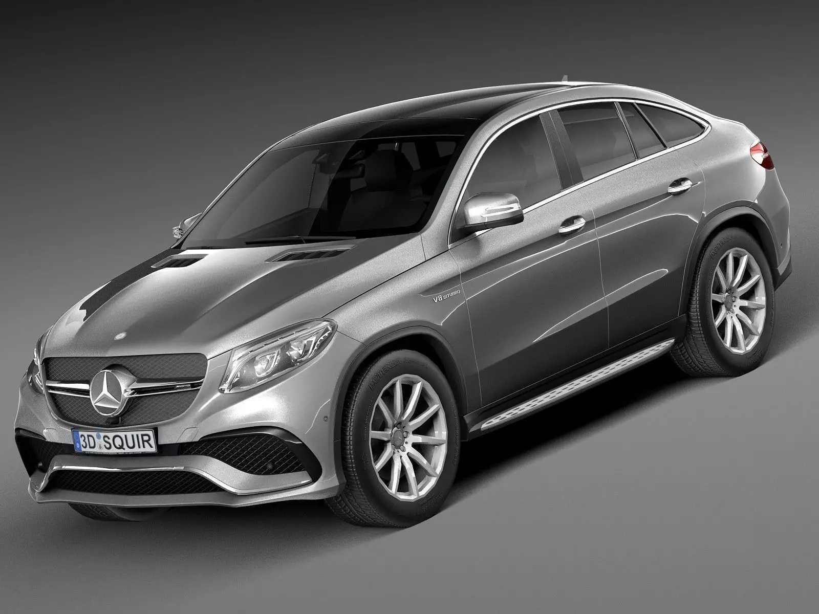 HQ Lowpoly Mercedes-Benz GLE63 AMG Coupe 2016 Low-poly 3D model