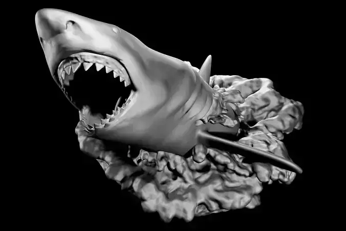 White shark Breaching for 3d printing 3D print model