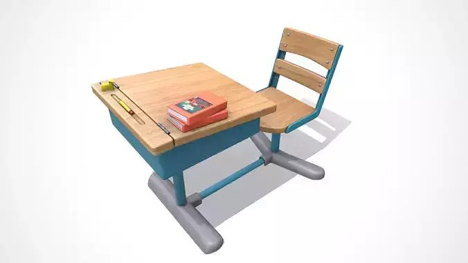 Cartoon School Desk 3D model