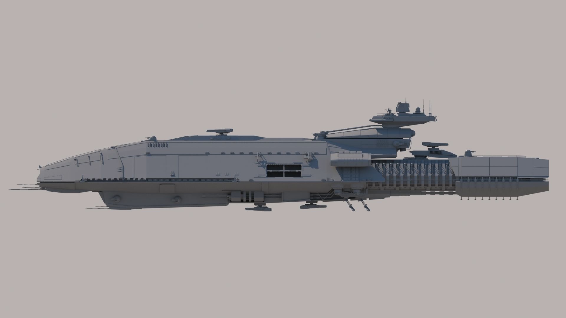 Sci Fi Space Battleship 3D model_1