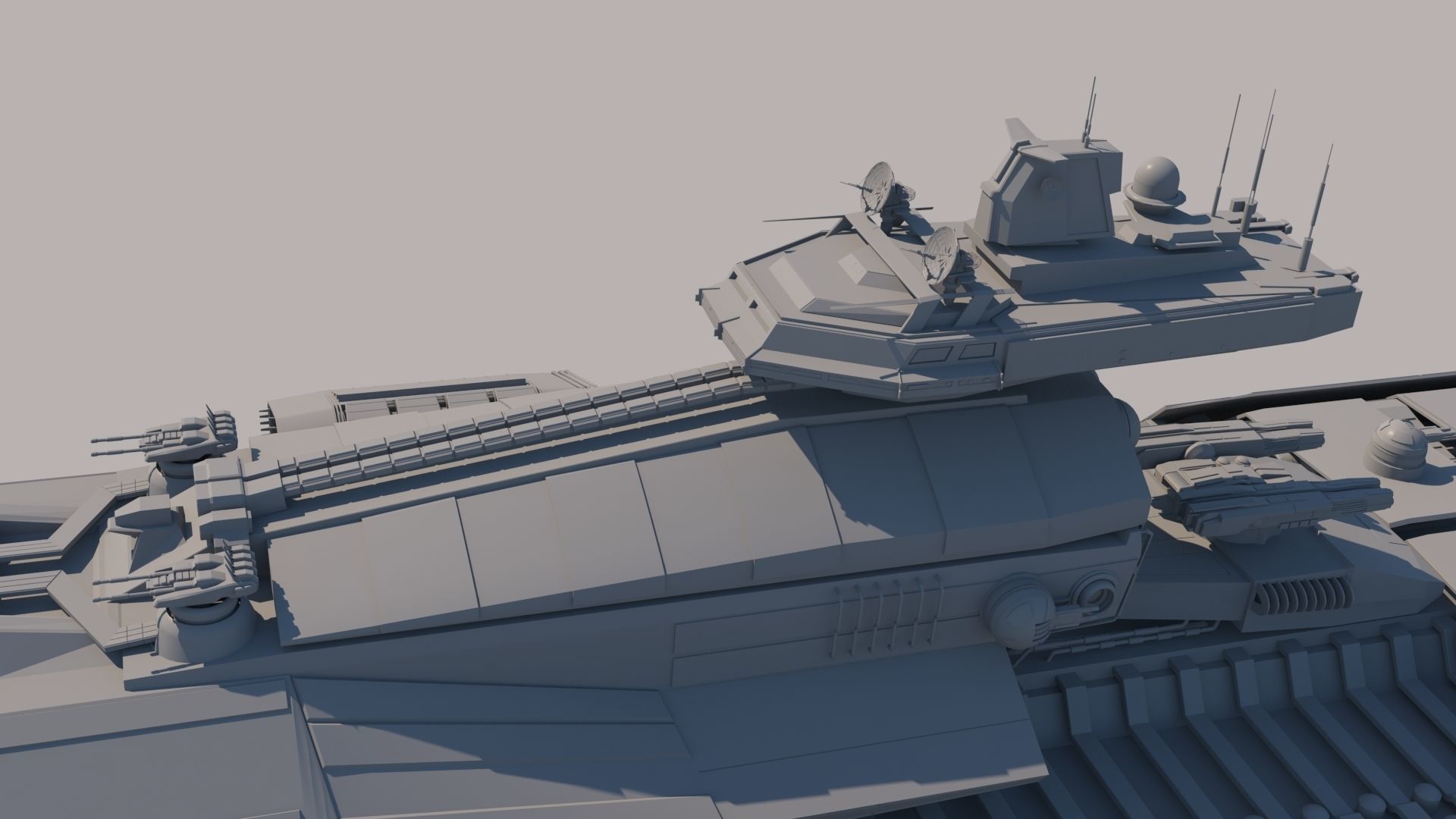 Sci Fi Space Battleship 3D model_13