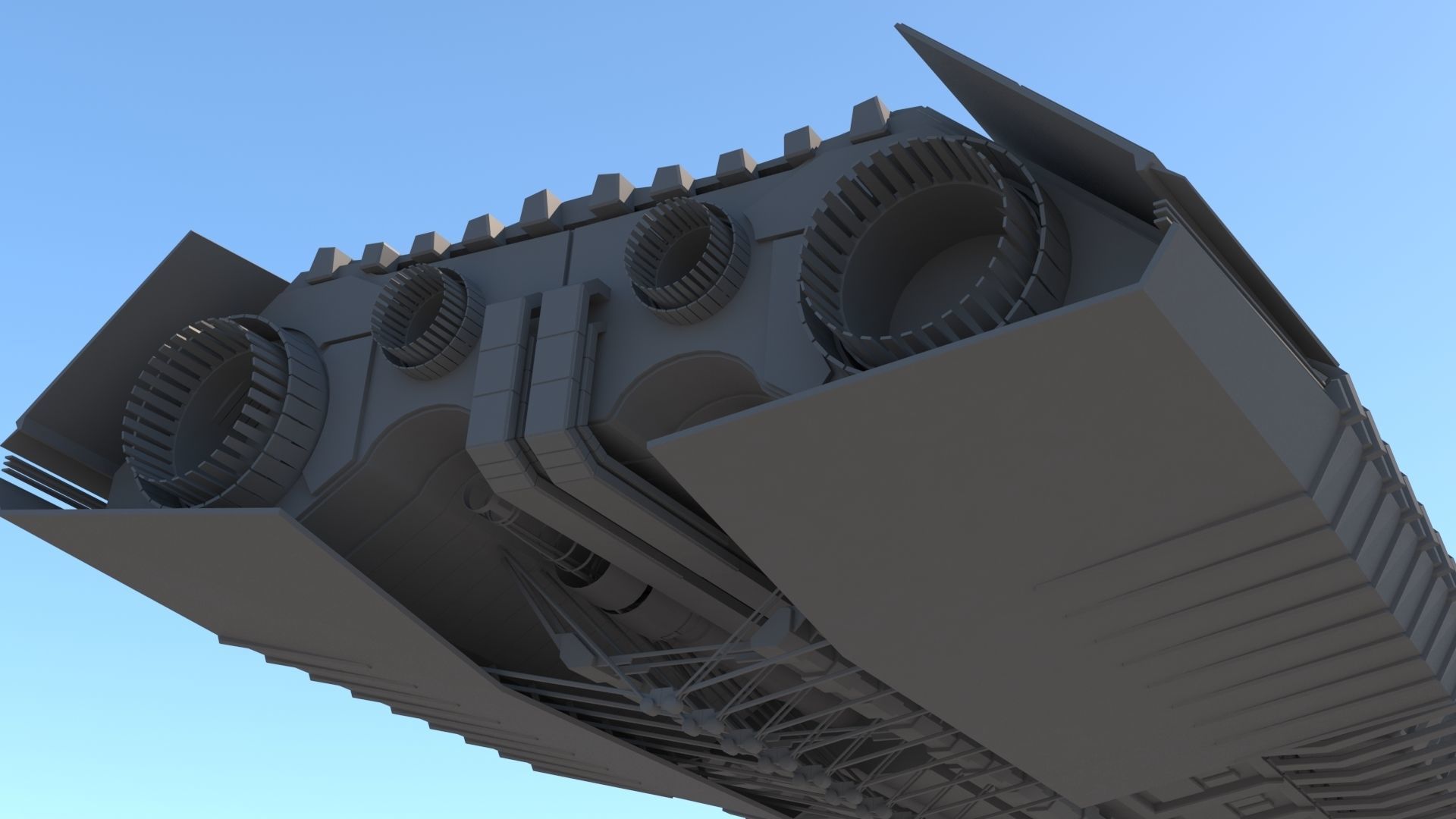 Sci Fi Space Battleship 3D model_9