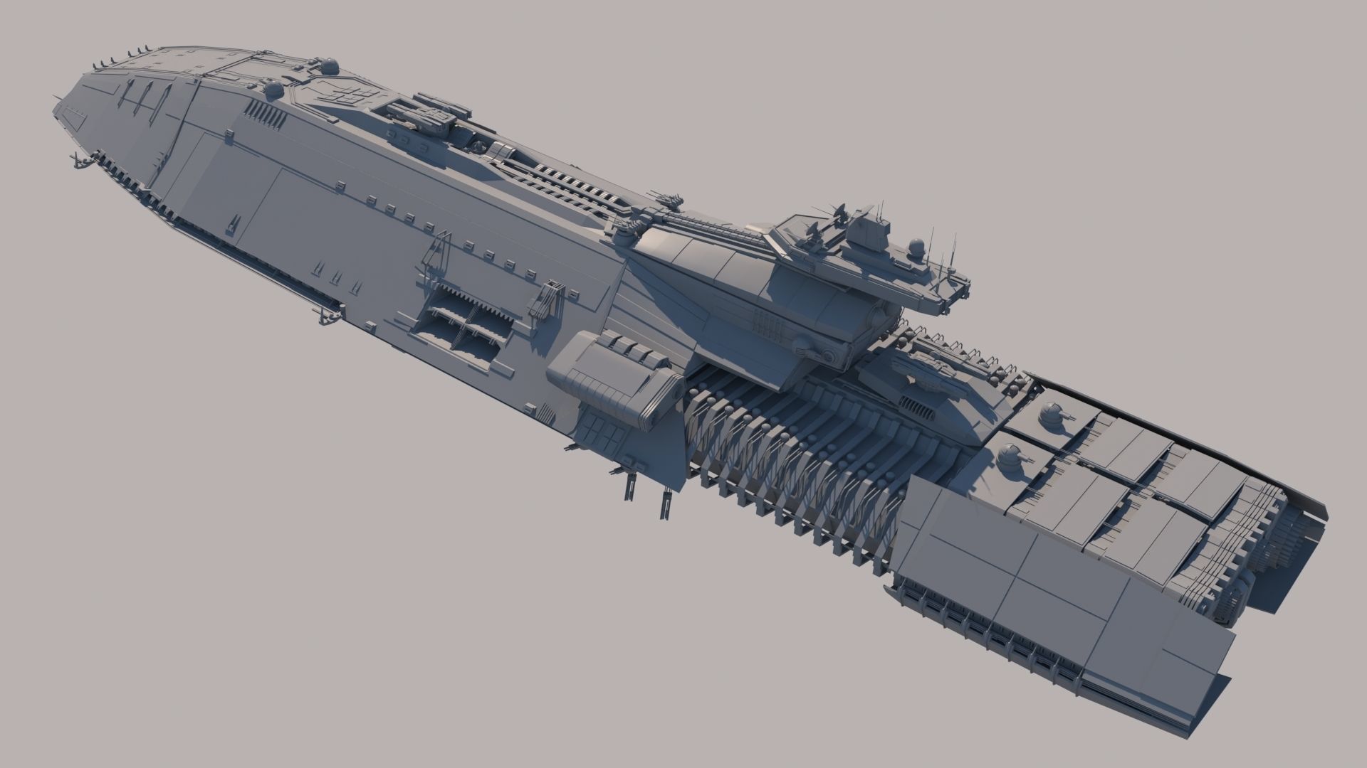 Sci Fi Space Battleship 3D model_8