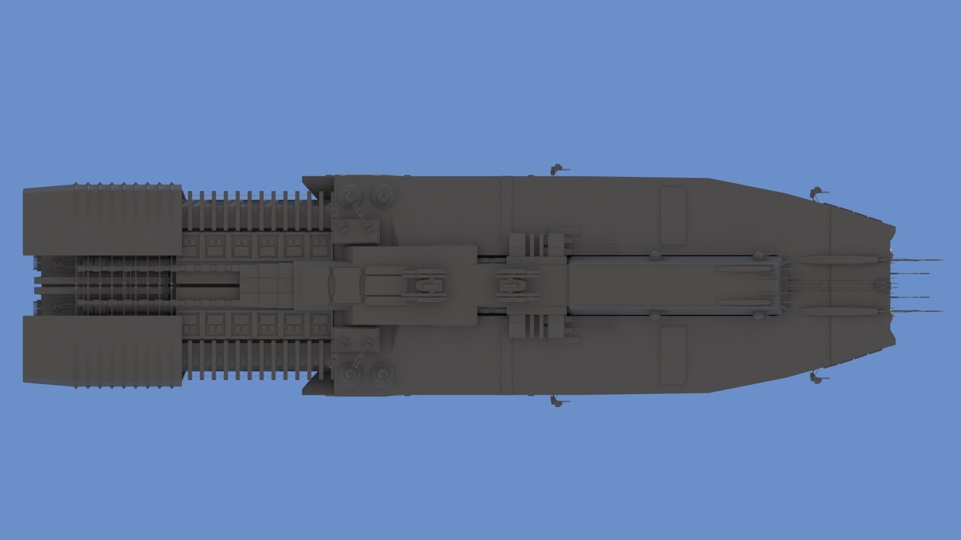 Sci Fi Space Battleship 3D model_3
