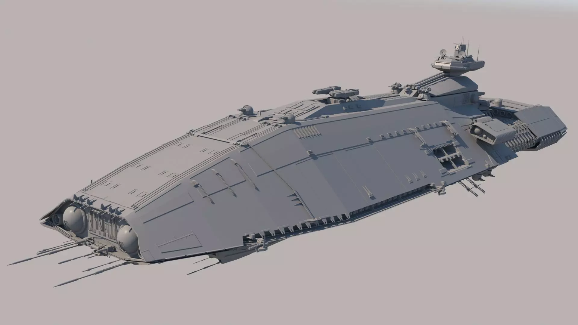 Sci Fi Space Battleship 3D model_0