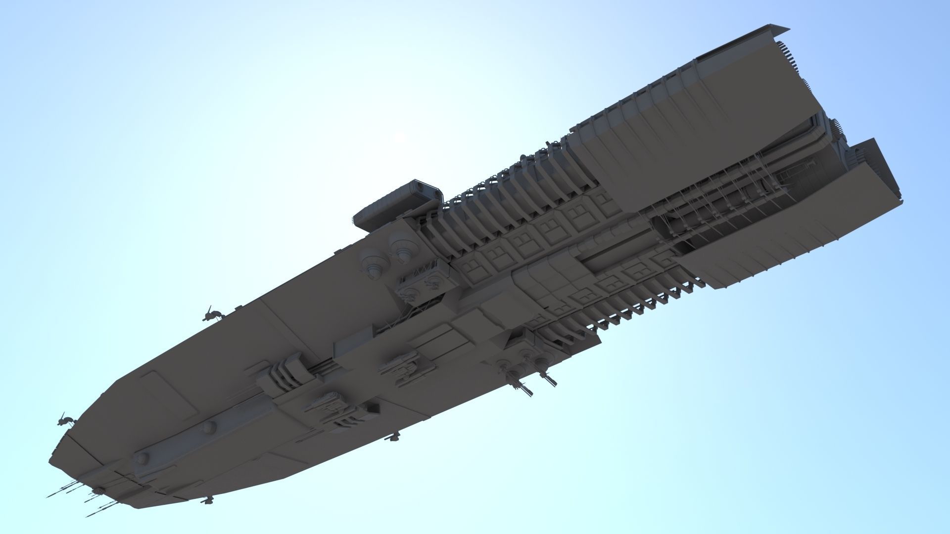 Sci Fi Space Battleship 3D model_7