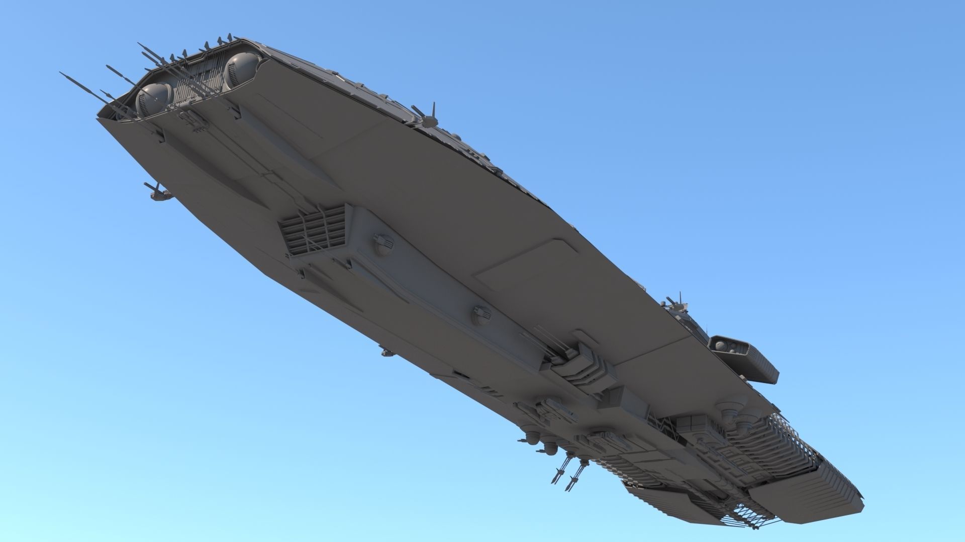 Sci Fi Space Battleship 3D model_6