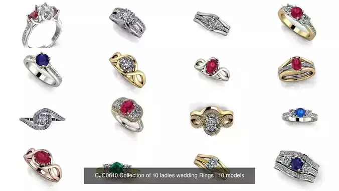 CJC0610 Collection of 10 ladies wedding Rings