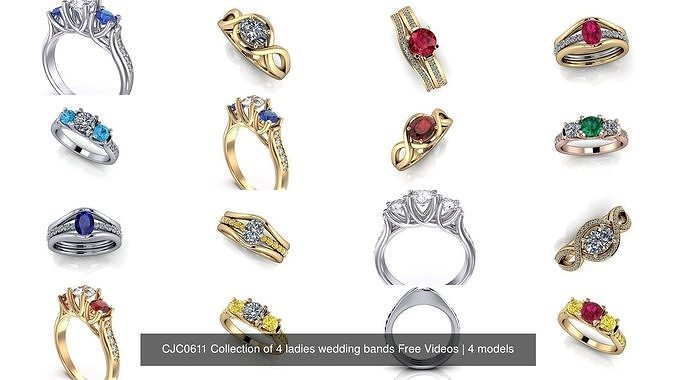 CJC0611 Collection of 4 ladies wedding bands Free Videos 