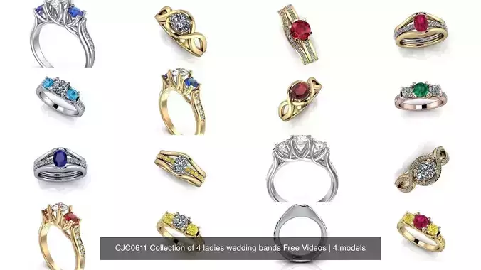 CJC0611 Collection of 4 ladies wedding bands Free Videos