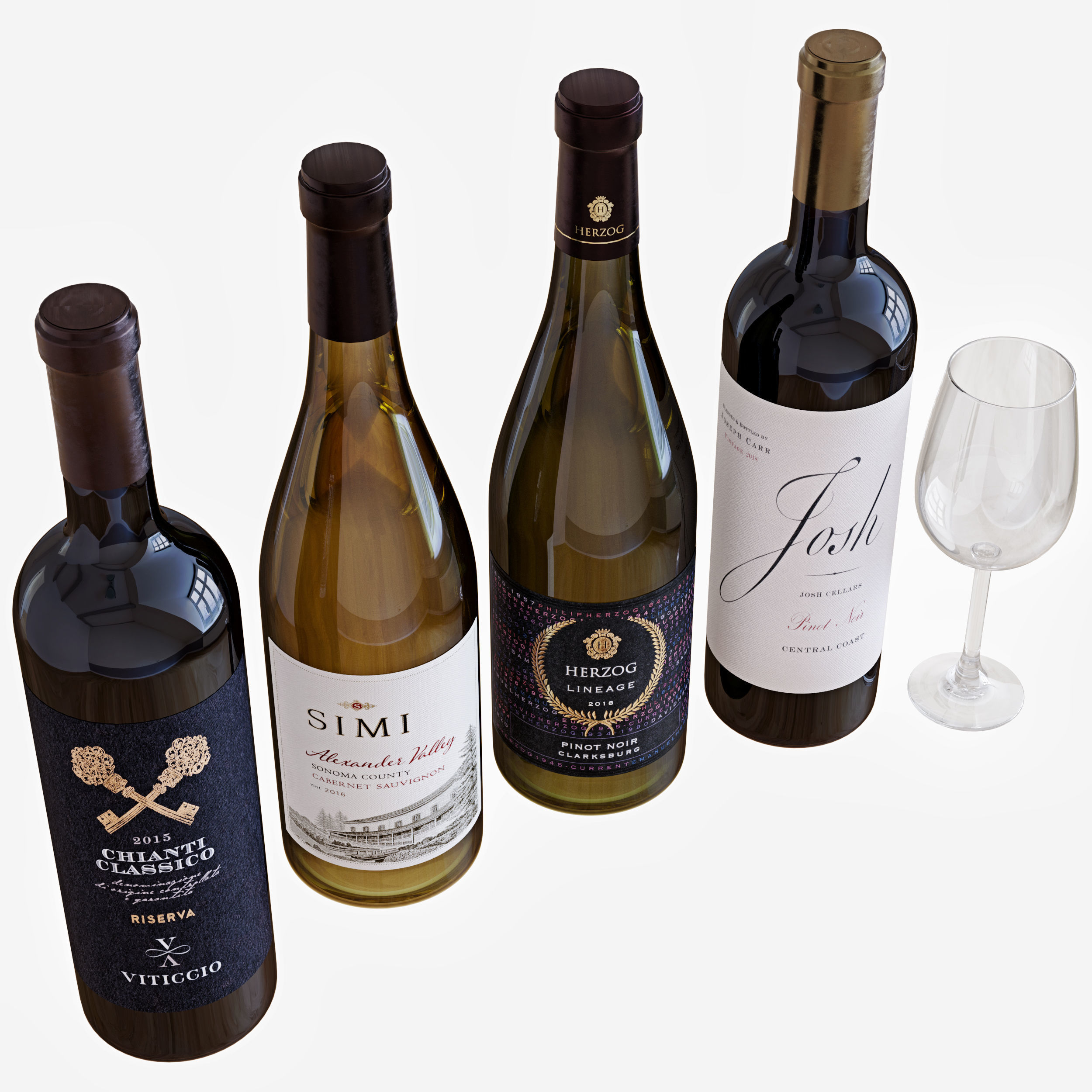 Wine bottle set 13 3D model_3