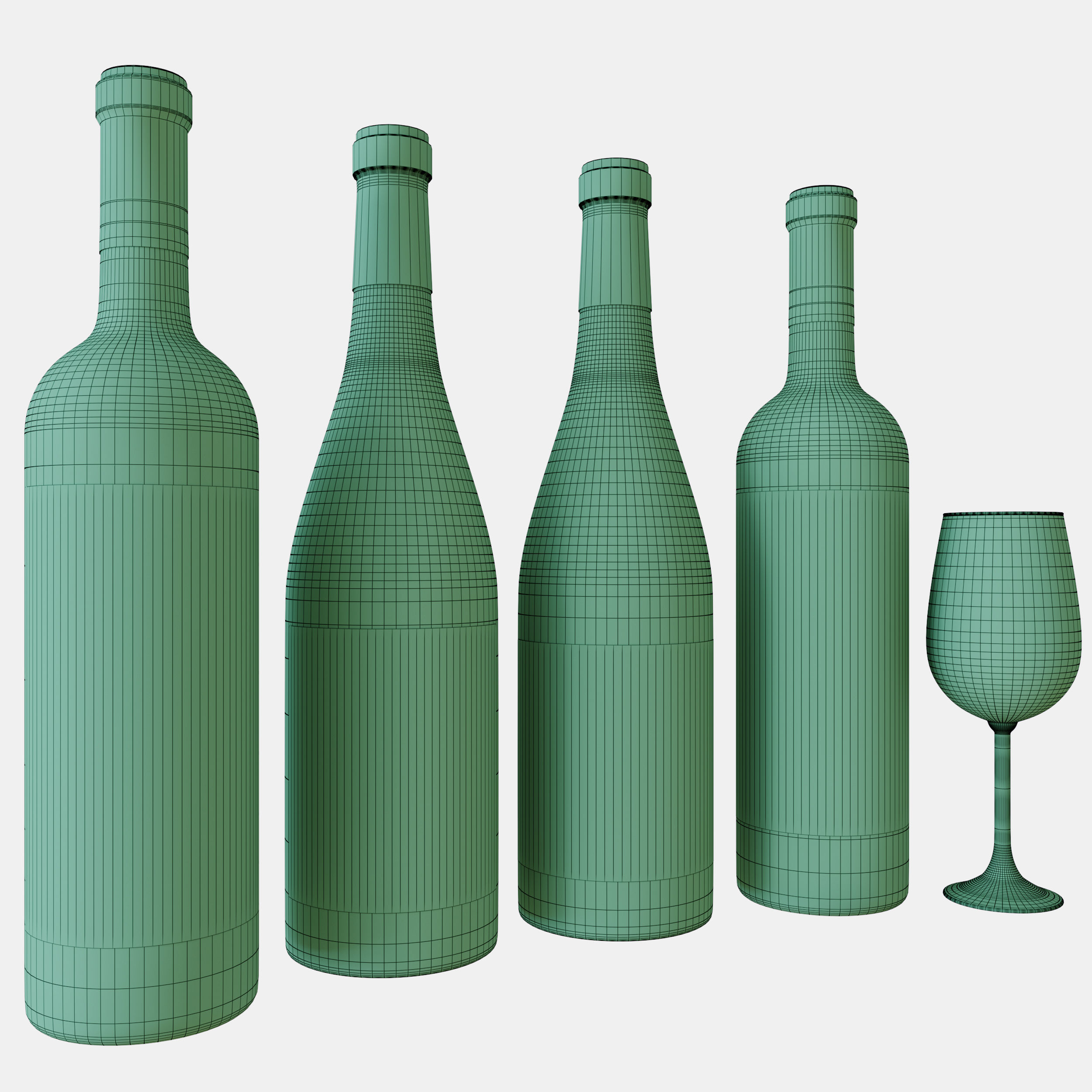 Wine bottle set 13 3D model_4