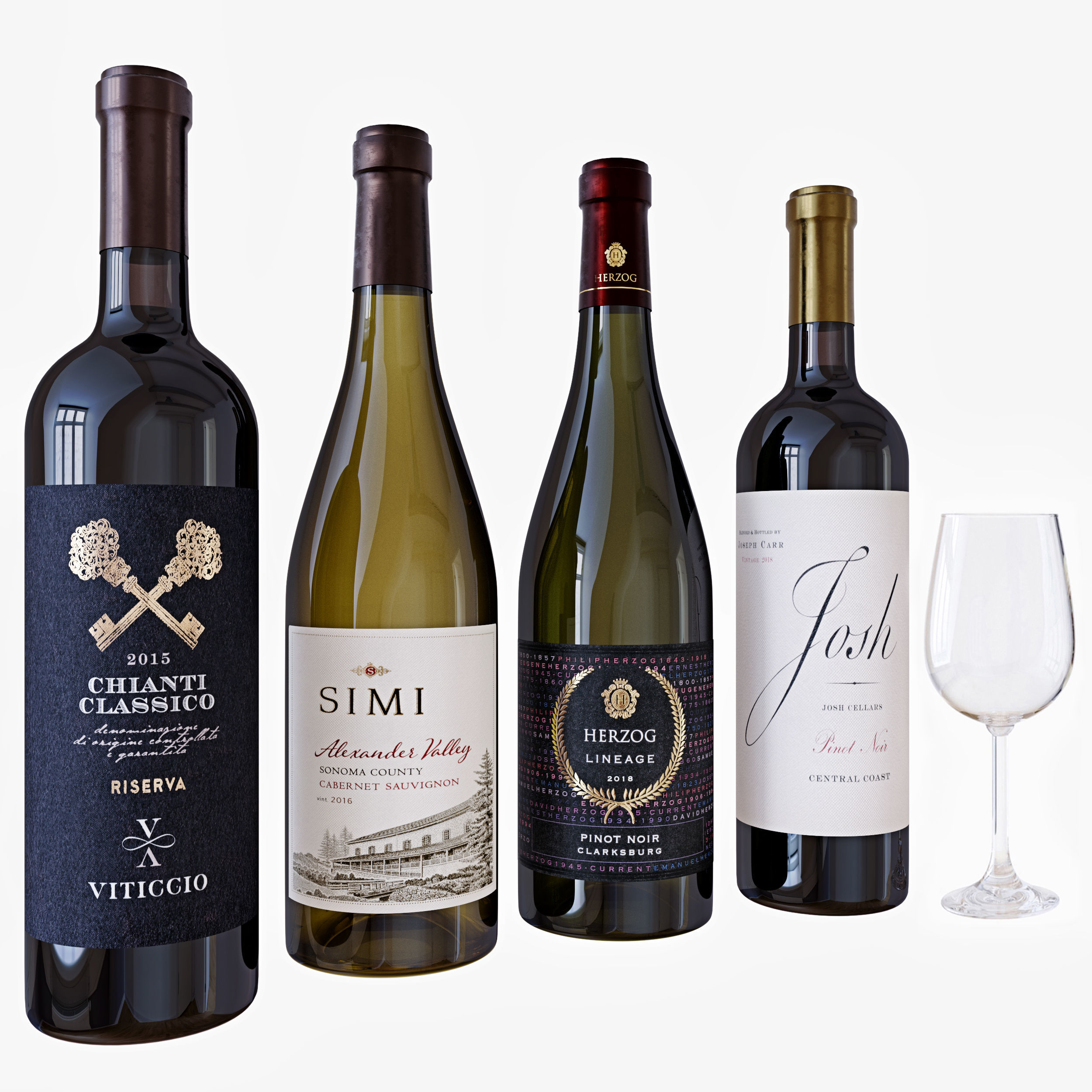 Wine bottle set 13 3D model_1