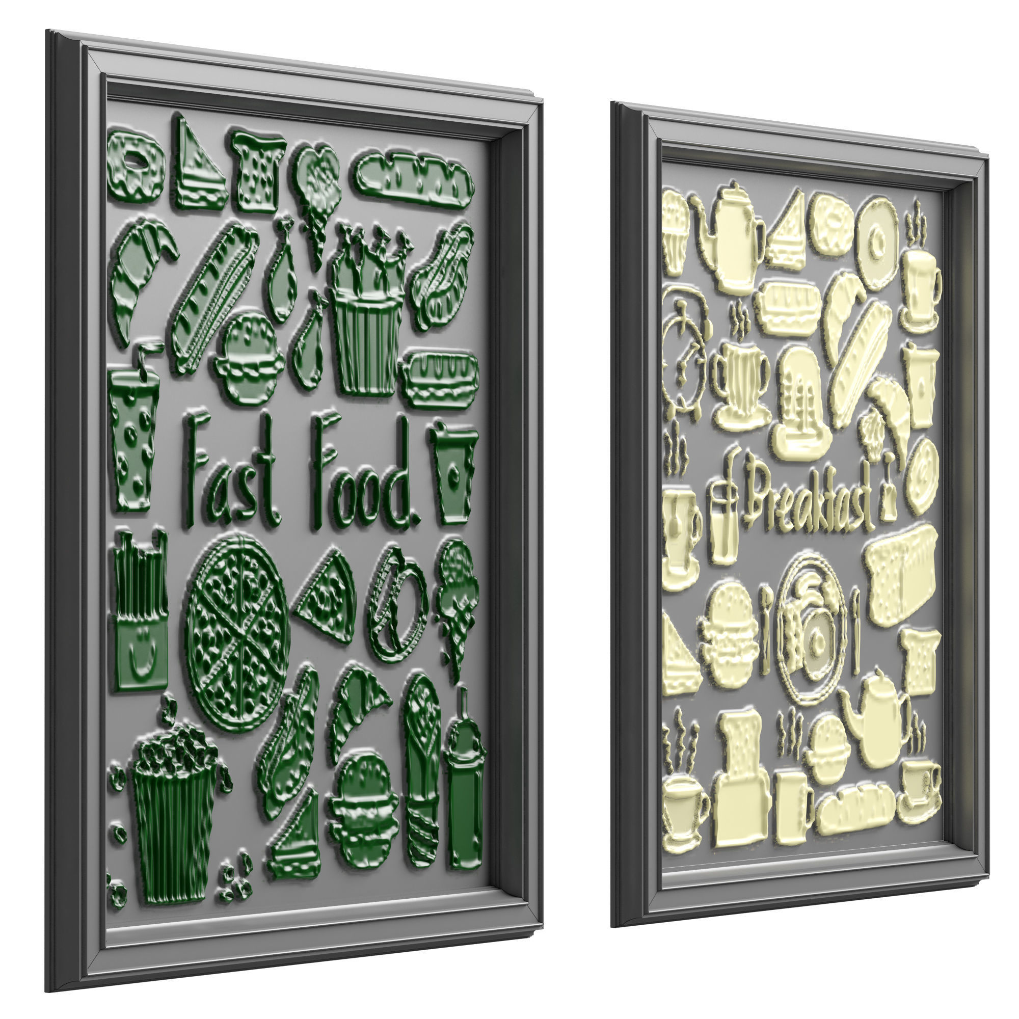 Frame 1 fast food framed art set 3D model_4